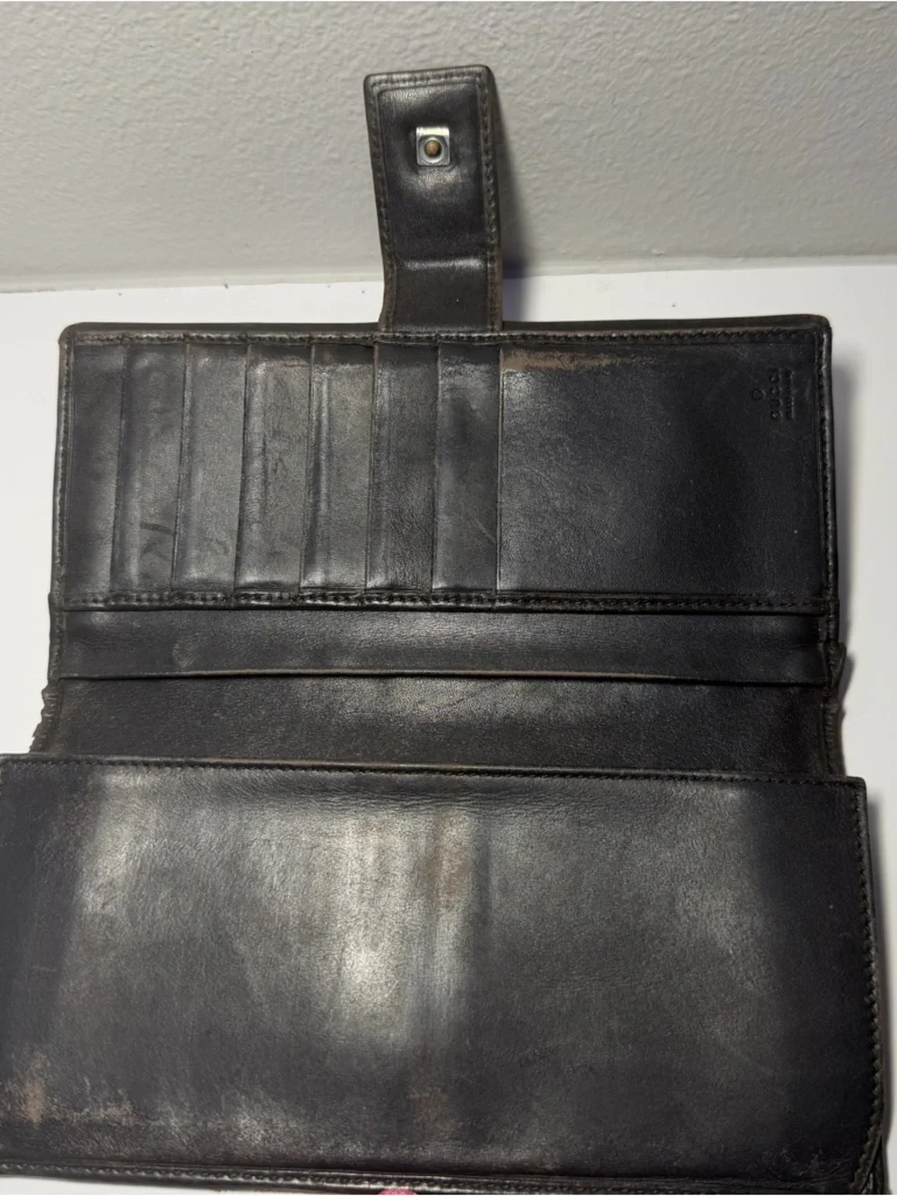 Gucci Brown and Beige Monogram Continental Wallet (Fair) with COA - Picture 11 of 16